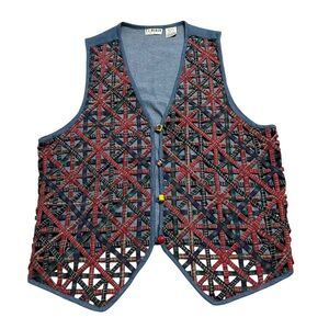 Vintage 90s Women’s 1X Plaid Denim School Teacher Vest